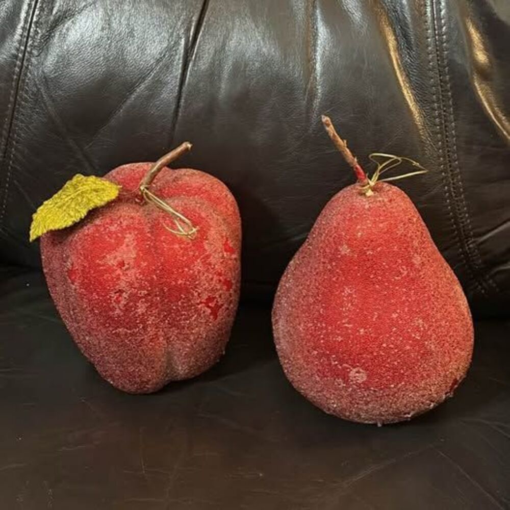 Red Beaded Artificial Apple and Pear Decor